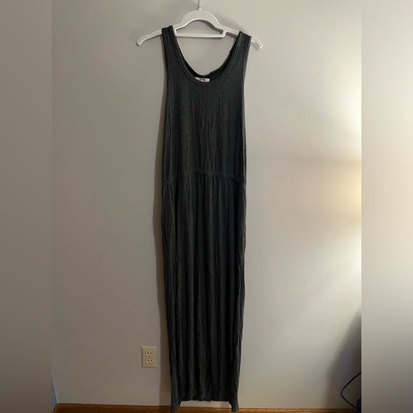 Madewell dark gray jersey ultra soft elastic waist maxi dress size large - Picture 1 of 7